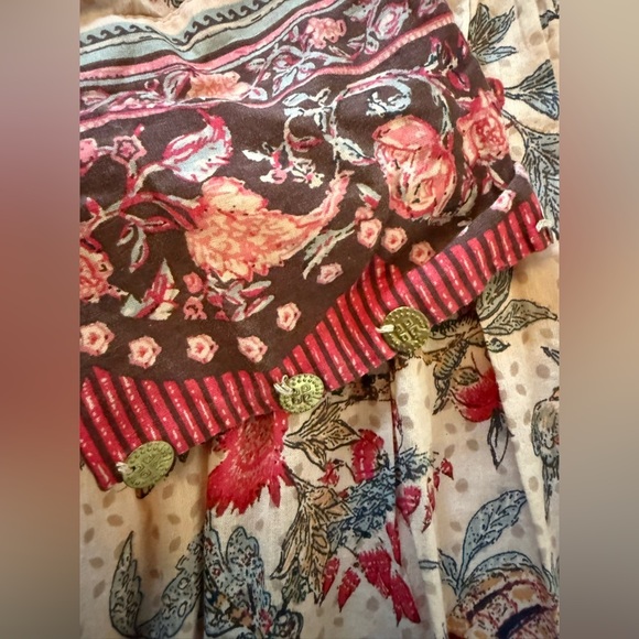 BIBA Women Beige Floral Printed A-line Cotton Kurta Top Tunic Size 38 - Picture 4 of 12